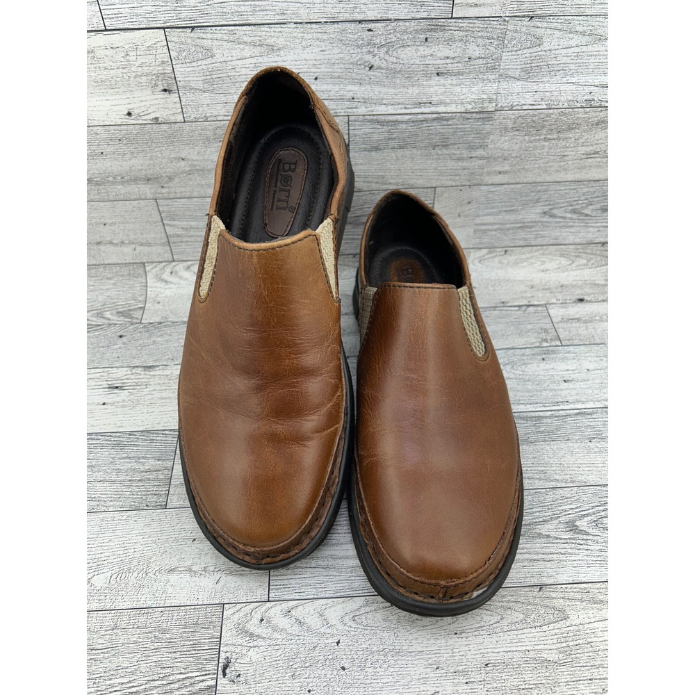 Born Women Leather Slip On Loafers Brown Handcrafted Casual Shoes Sz US 8 EU 39